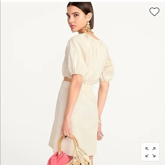 NWT J.Crew Puff-Sleeve Side-Cutout Mini Dress Lightweight Chino Size 22 Sold Out - Picture 3 of 13